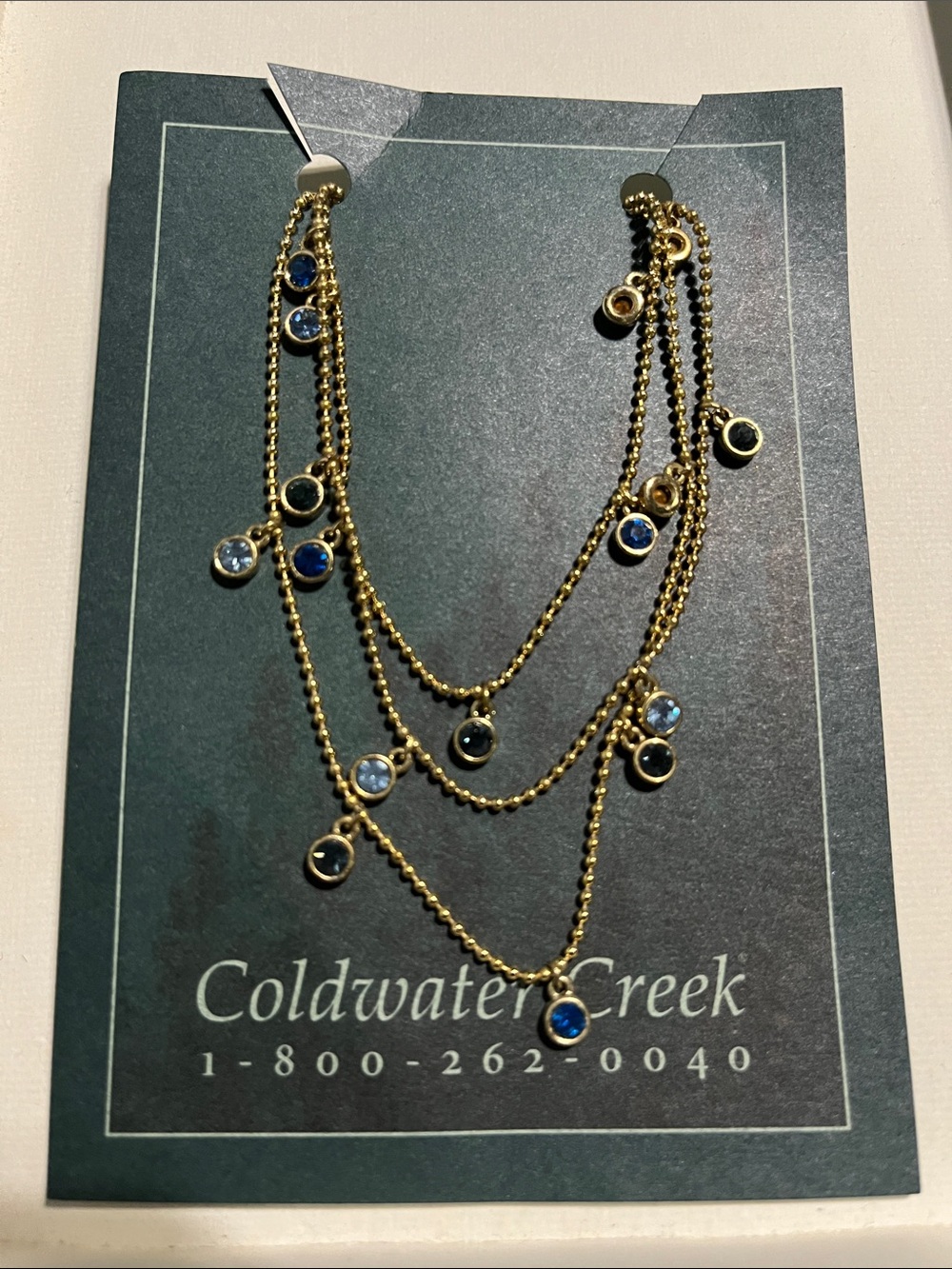 Coldwater Creek Gold-Tone Layered Necklace with Blue and Light Blue Stones